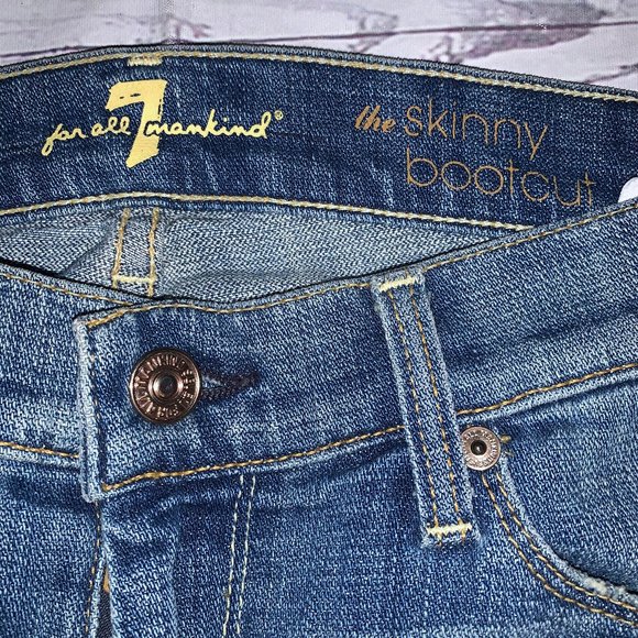 7 For All Mankind The Skinny BootCut Jeans (35" Inseam) 28" Waist - Picture 4 of 8